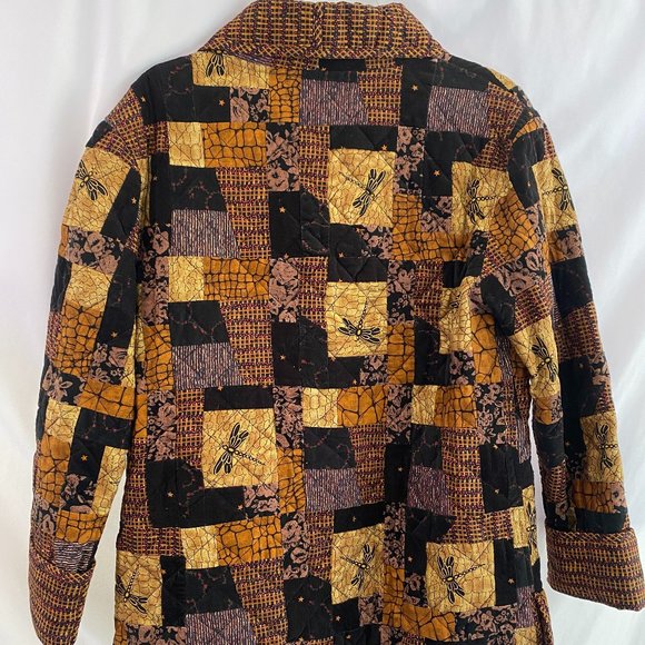 Donna Sharp Vintage Quilted Patchwork Dragonfly Blazer Jacket EUC Women's Size M - Picture 10 of 12